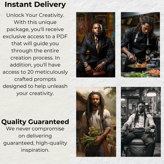 Dynamic Locs: MidJourney Prompts for Black Men - Digital Guide Included