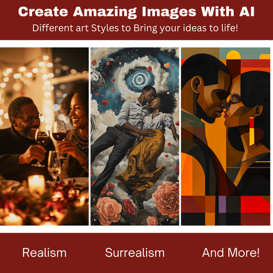 Midjourney Prompts featuring Black Love Vol. 1 & 2: A Midjourney & Leonardo.ai Guide | AI Art