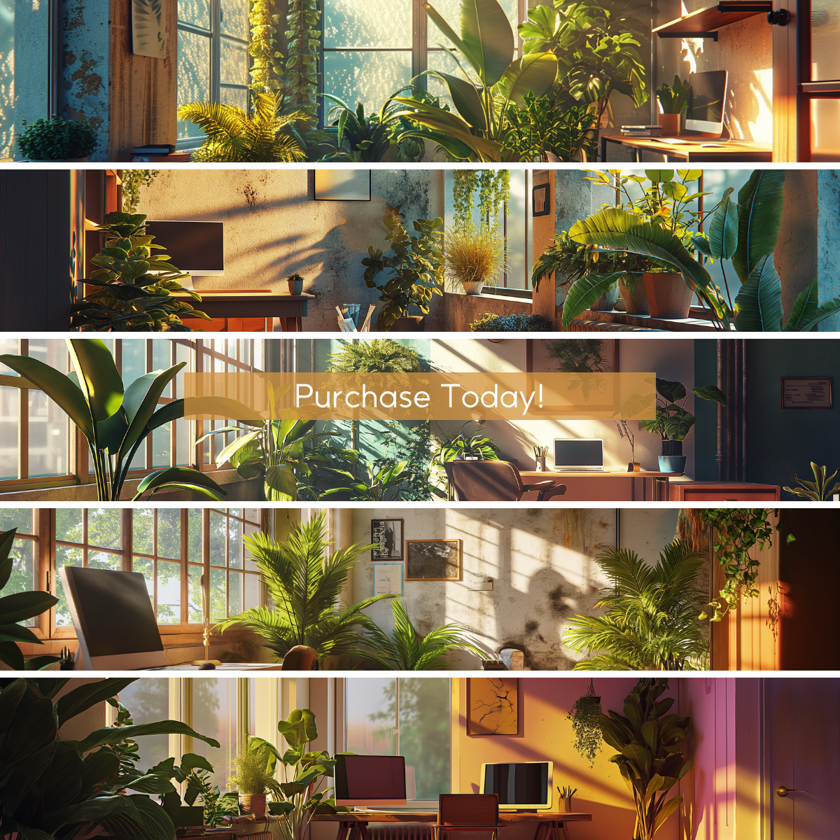 Sunlit Modern Office Virtual Backgrounds | 5 Virtual Backgrounds