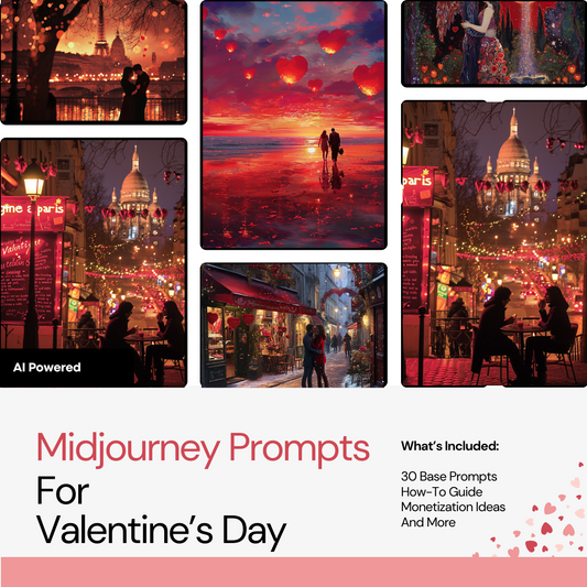 Romantic Parisian Valentine's Day Art Bundle: Midjourney Prompts Inspired by Love and Elegance | AI Art