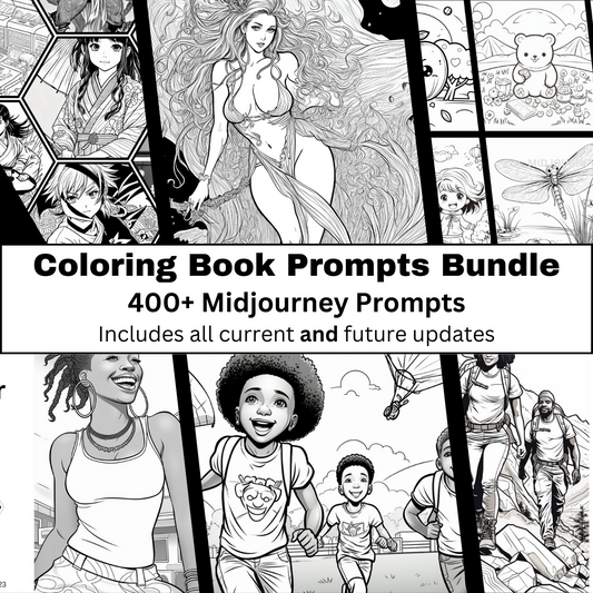 Coloring Book Prompts Bundle | Over 400 expertly crafted prompts