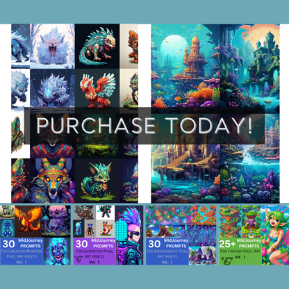 Pixel Art Midjourney Prompts Bundle | Over 100 expertly crafted prompts